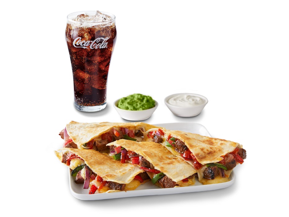 Steak Fajita Quesadilla + Drink from the QDOBA menu
